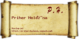 Priher Heléna névjegykártya